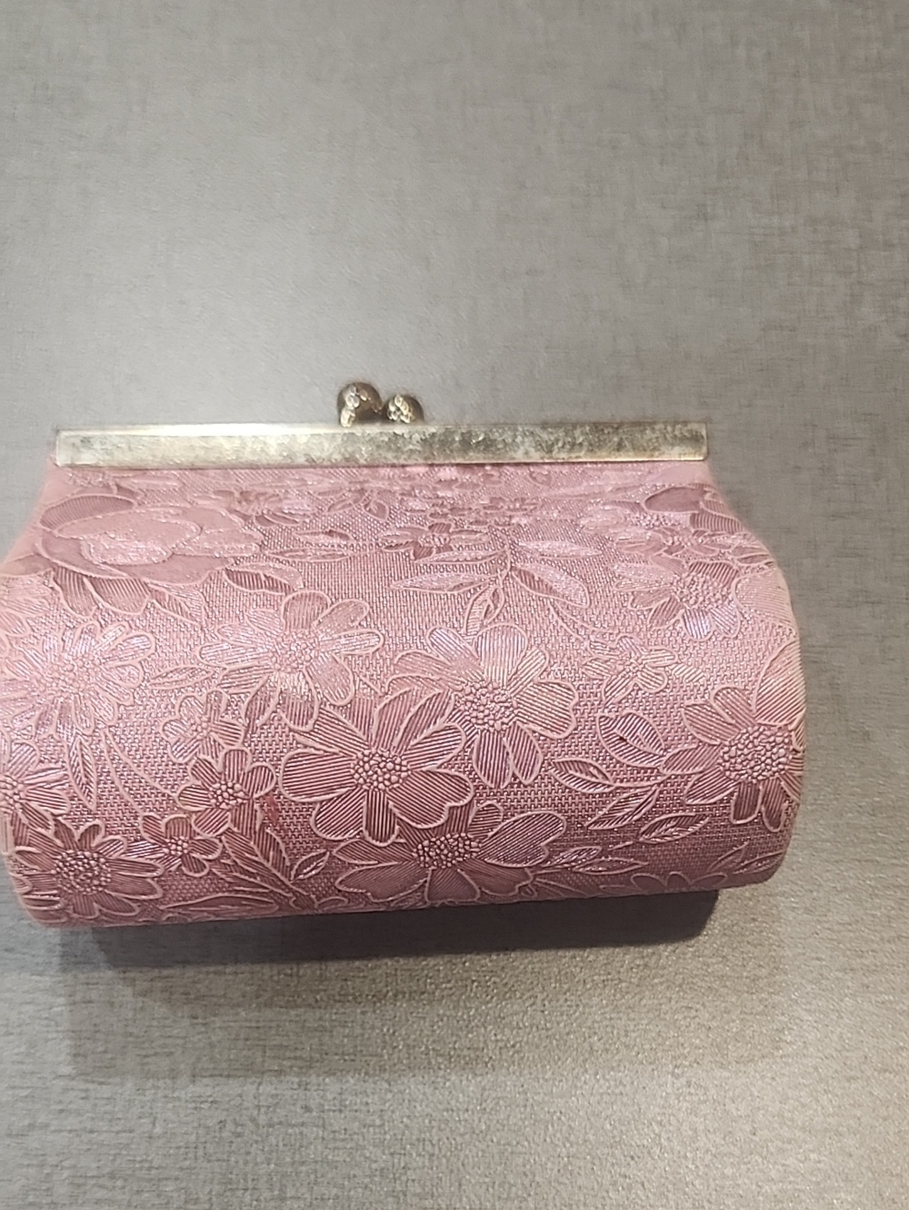 Pink Floral Embossed Lipstick Case